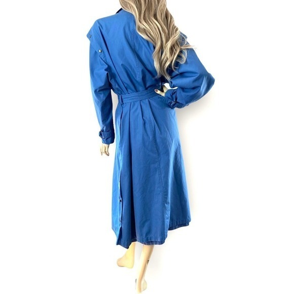 80s Vintage Trench Coat Size L Blue - Picture 6 of 10